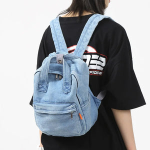 Denim Women Backpack Small Casual School Bag for Teenage Girls
