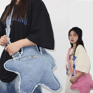 Denim Women Casual Shoulder Bag Handbags Star Crossbody Bags