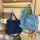 Denim Women Messenger Bag Large Capacity Adjustable Strap