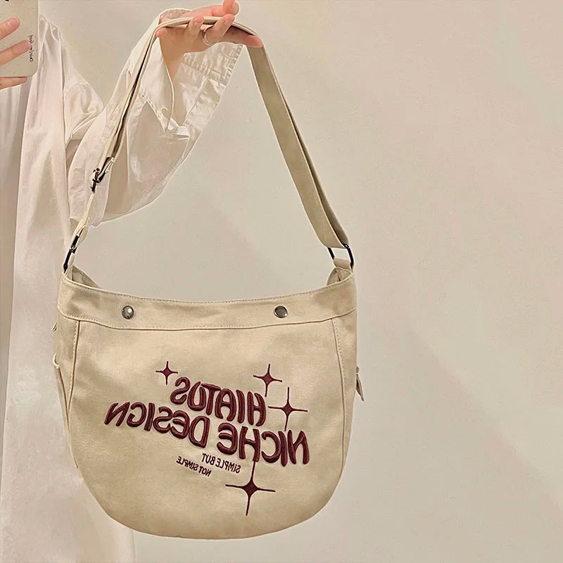 Denim Women Shoulder Bag Large Capacity Letters Ladies Hand Bag