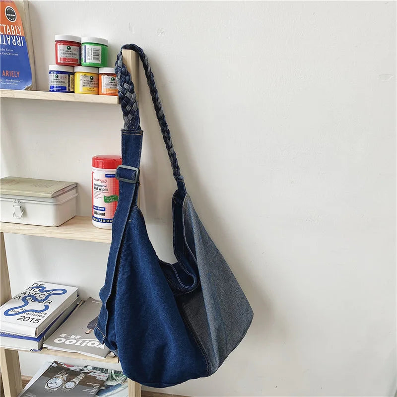 Denim Women Tote Crossbody Shoulder Bag Casual Jeans Woman Handbags Large