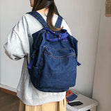Denim Backpack Women Big Capacity School Backpacks Girls Travel Bag Mochila