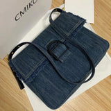 Denim Women Shoulder Bag Large Capacity Tassels Handbag