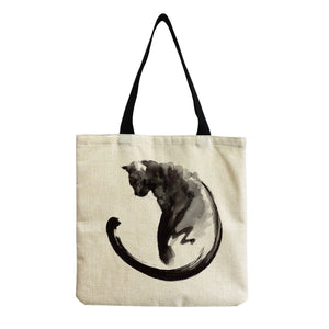 Cat Print Shopper Bag Handbag Eco Reusable Shoulder Bags