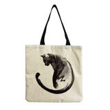 Cat Print Shopper Bag Handbag Eco Reusable Shoulder Bags