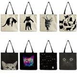 Cat Print Shopper Bag Handbag Eco Reusable Shoulder Bags