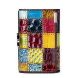 Color-block Long Wallet Cow Leather Purse Women Bag