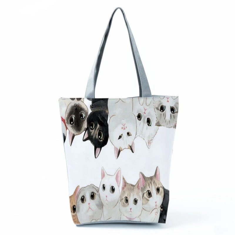 Cartoon Cat Print Makeup Bag Heat Transfer Shoulder Bag
