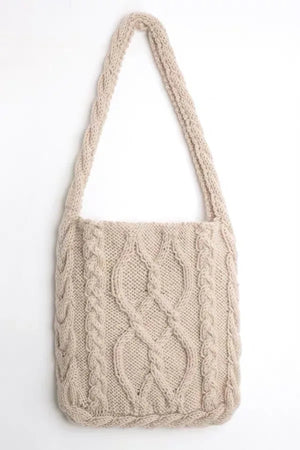 Knitted Foldable Handbag Women Shopping Tote Wool Shoulder Bag