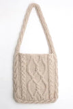 Knitted Foldable Handbag Women Shopping Tote Wool Shoulder Bag