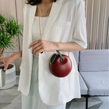 Round Leather Crossbody Bag for Women