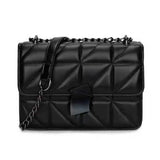 Women Rhombic PU Leather Crossbody Bag Chain Small Messenger Bag