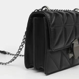 Women Rhombic PU Leather Crossbody Bag Chain Small Messenger Bag