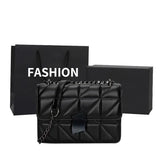 Women Rhombic PU Leather Crossbody Bag Chain Small Messenger Bag