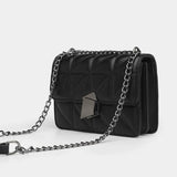 Women Rhombic PU Leather Crossbody Bag Chain Small Messenger Bag