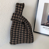 Knitted Checkerboard Check Women Bag Shoulder Woven Bag and Check Underarm Bag