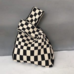 Knitted Checkerboard Check Women Bag Shoulder Woven Bag and Check Underarm Bag