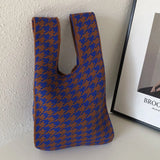 Knitted Checkerboard Check Women Bag Shoulder Woven Bag and Check Underarm Bag