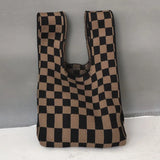 Knitted Checkerboard Check Women Bag Shoulder Woven Bag and Check Underarm Bag