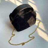 Green Lambswool Leather Shoulder Bag