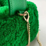 Green Lambswool Leather Shoulder Bag