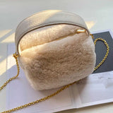 Green Lambswool Leather Shoulder Bag