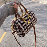 Houndstooth Woolen Messenger Bag Autumn/Winter Handbag