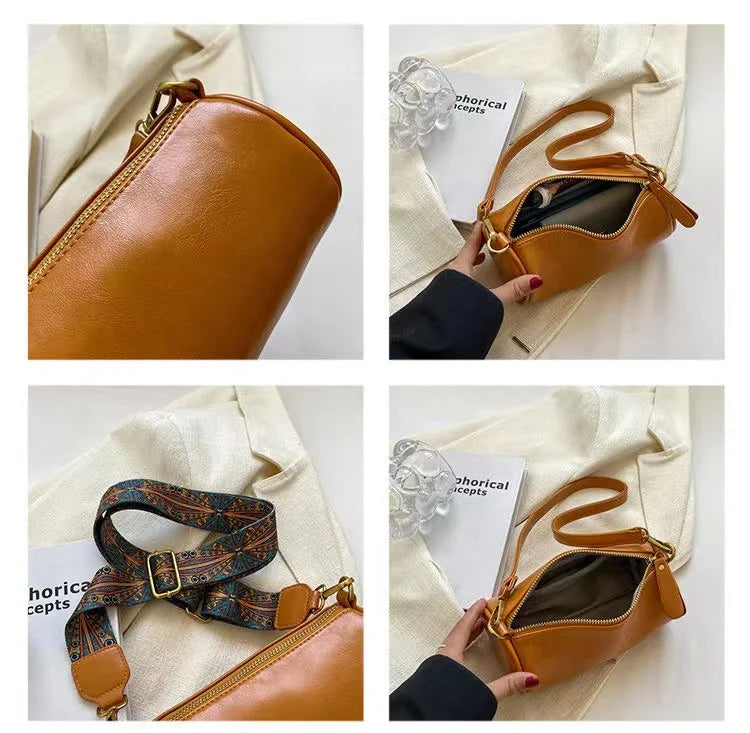 Vintage Cylinder Shoulder Bag Chain Handbag