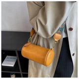 Vintage Cylinder Shoulder Bag Chain Handbag