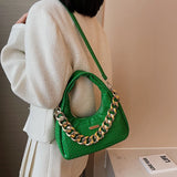 Y2K Leather Crossbody Bag w/ Chain Handle