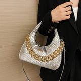 Y2K Leather Crossbody Bag w/ Chain Handle