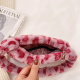 Leopard Shoulder Bag Winter Furry Ladies Clutch Purse Handbag Tote Bags