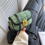 Green Plaid Houndstooth Waist Bag for Women