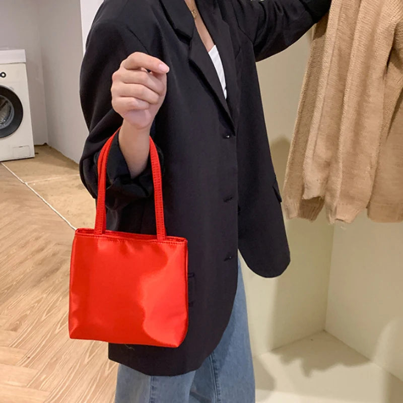 Vintage Silk Satin Chessboard Armpit Bag