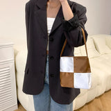 Vintage Silk Satin Chessboard Armpit Bag