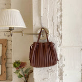 Women's PU Leather Bucket Bag Drawstring Closure