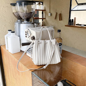 Women's PU Leather Bucket Bag Drawstring Closure