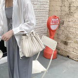 Women's PU Leather Bucket Bag Drawstring Closure
