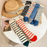 Vintage Striped Shoulder Bag Knitted Foldable Tote