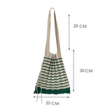 Vintage Striped Shoulder Bag Knitted Foldable Tote