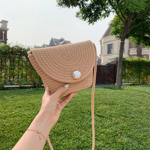 High Straw Small Bucket Bag for Beach Shoulder Bag