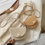 High Straw Small Bucket Bag for Beach Shoulder Bag