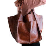 Aged Metal Look PU Leather Shoulder Bag Soft Tote Women Handbags