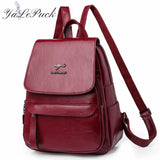 Women Multifunction Shoulder Bags Leather School Bags for Teenage Girls