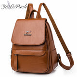 Women Multifunction Shoulder Bags Leather School Bags for Teenage Girls