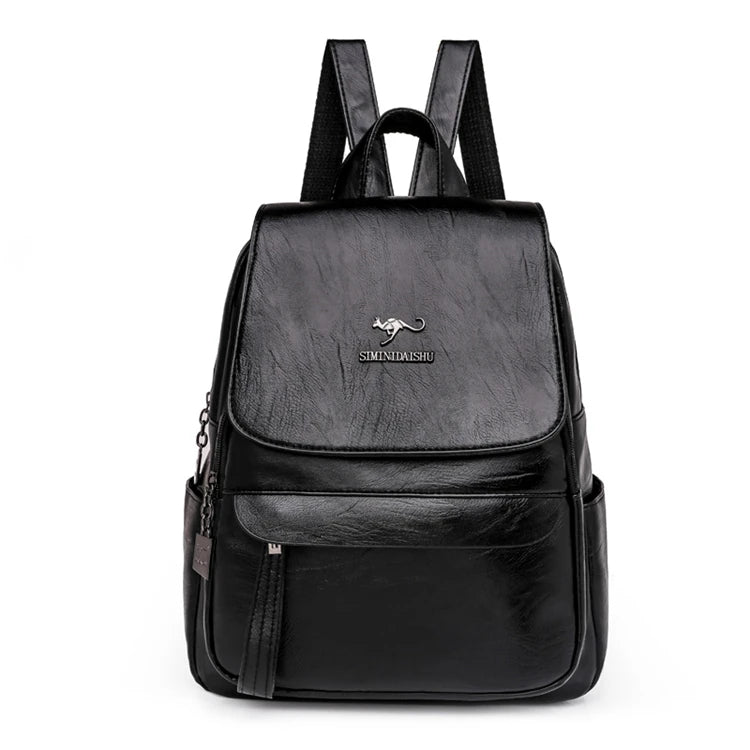 Women Leather School Bag pack Multifunction Shoulder Bags