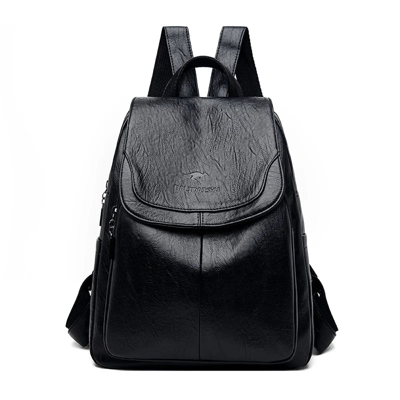 Women Multifunction Shoulder Bags High Leather School Bags for Teenage Girls