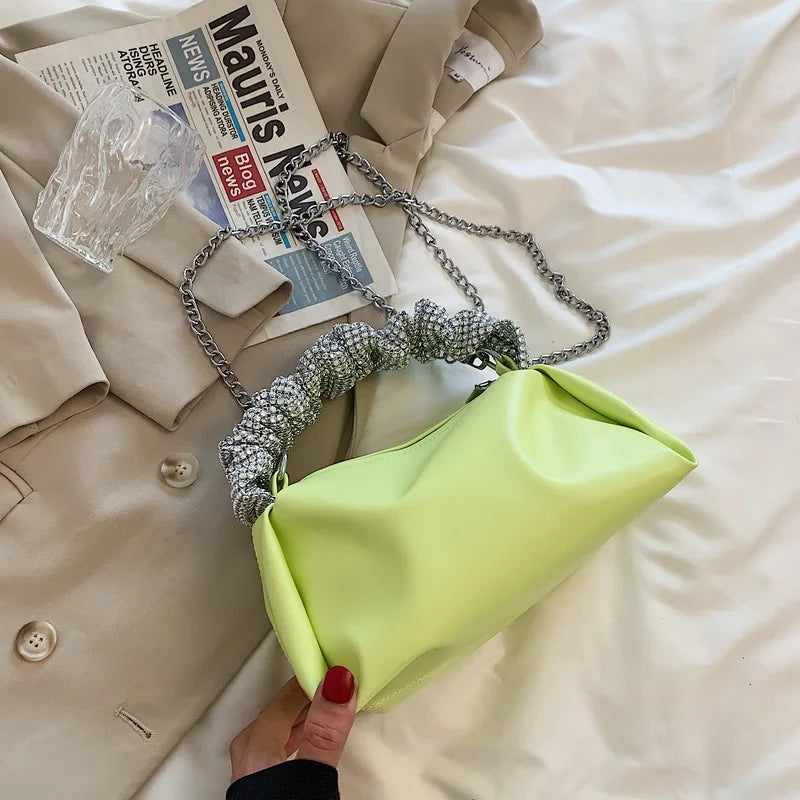 Casual Chain Crossbody Bag Women Shoulder Handbag PU Messenger Bag