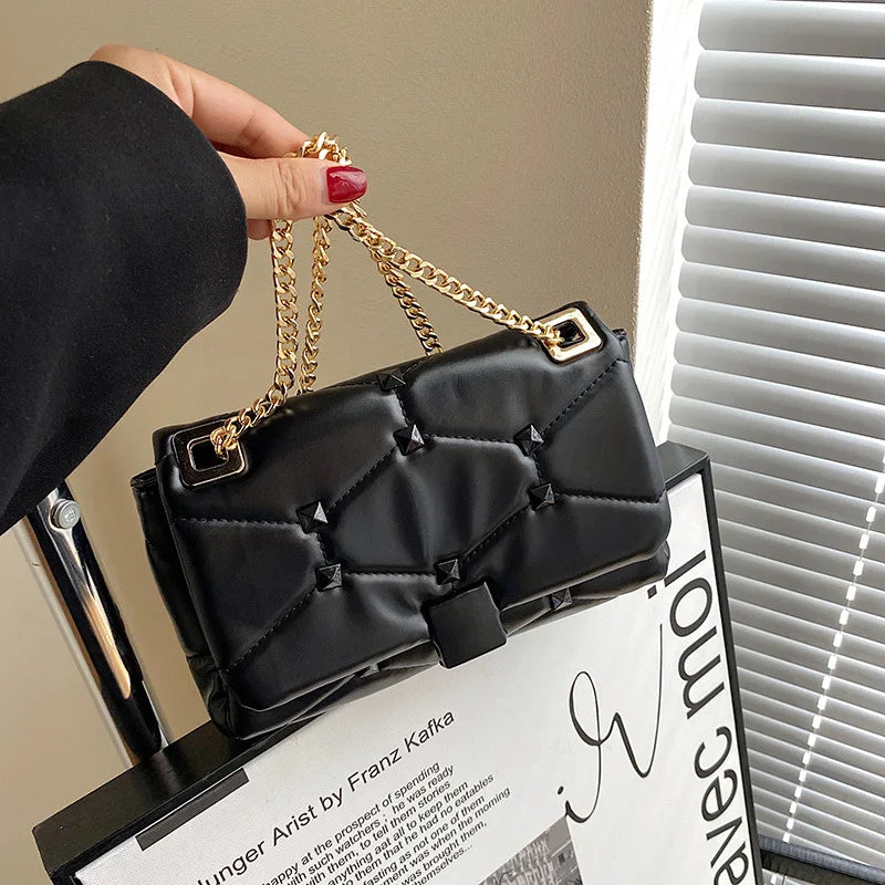 Rivet Thread Handbags for Women Messenger Shoulder Bag