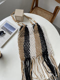 Braided Crochet Net Bag Women Casual Woven Travel Beach Bucket Tote Purse